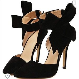 MMJULY Black Faux Suede High Heel size 8